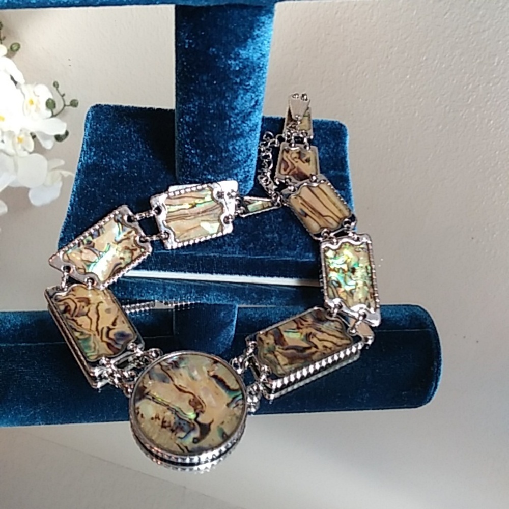 Silver Multi Colored Asymmetrical Stament Necklace - Picture 16 of 17